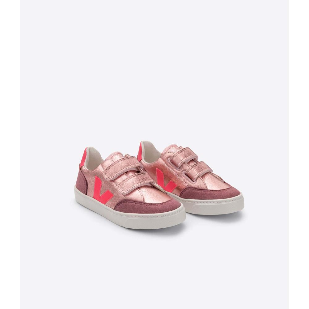 Veja V-12 CHROMEFREE Kids' Shoes Pink | NZ 747ZUT